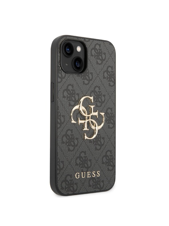 Guess Stražnja maska ​​Guess PU 4G s metalnim logotipom za iPhone 15 siva
