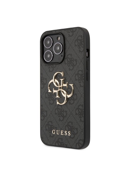 Guess Stražnja maska ​​Guess PU 4G s metalnim logotipom za iPhone 13 Pro Max siva