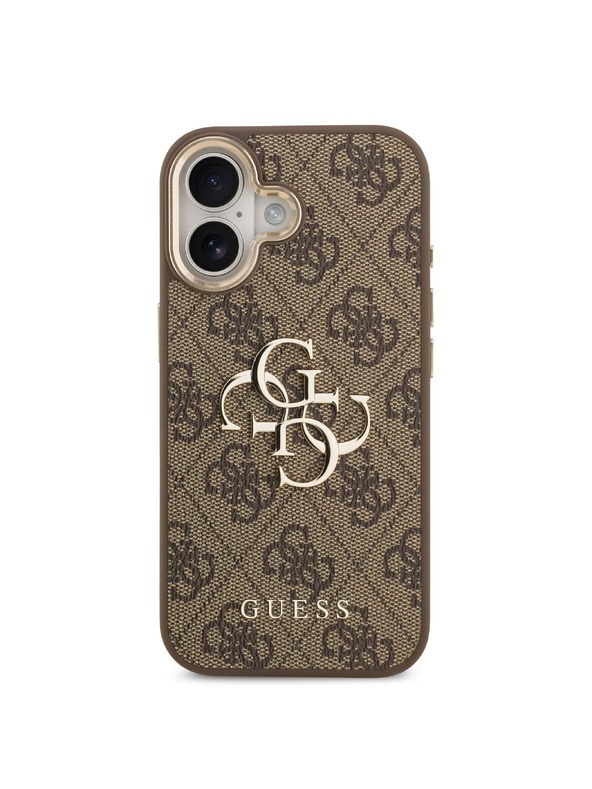 Guess Guess PU Leather 4G Metal Logo Gold Frame Stražnji Poklopac za iPhone 17 Brown