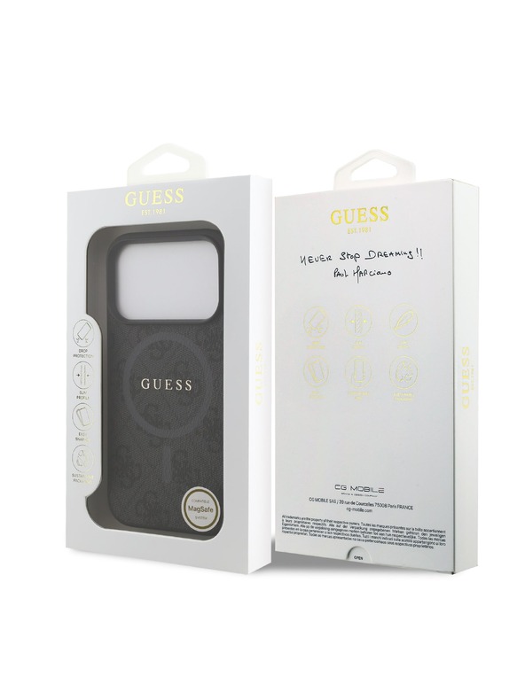 Guess Guess PU Leather 4G Colored Ring MagSafe Stražnji Poklopac za iPhone 17 Pro Black