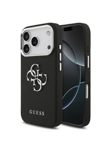 Guess Guess PU Grained 4G Metal Logo Stražnji Poklopac za iPhone 17 Pro Black