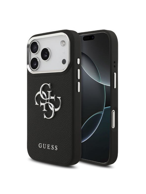 Guess Guess PU Grained 4G Metal Logo Stražnji Poklopac za iPhone 17 Pro Black