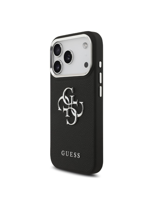 Guess Guess PU Grained 4G Metal Logo Stražnji Poklopac za iPhone 17 Pro Black
