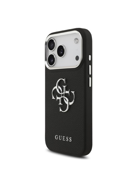 Guess Guess PU Grained 4G Metal Logo Stražnji Poklopac za iPhone 17 Pro Black