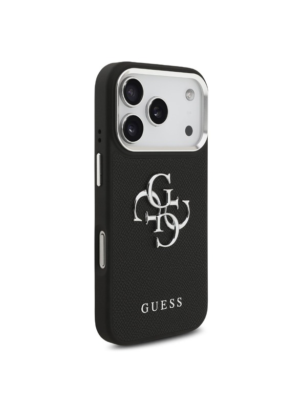 Guess Guess PU Grained 4G Metal Logo Stražnji Poklopac za iPhone 17 Pro Black