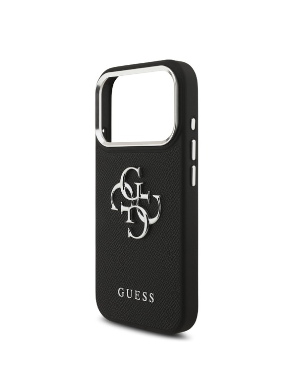 Guess Guess PU Grained 4G Metal Logo Stražnji Poklopac za iPhone 17 Pro Black