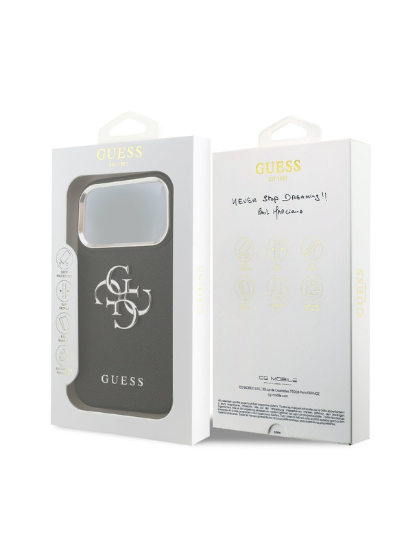 Guess Guess PU Grained 4G Metal Logo Stražnji Poklopac za iPhone 17 Pro Black