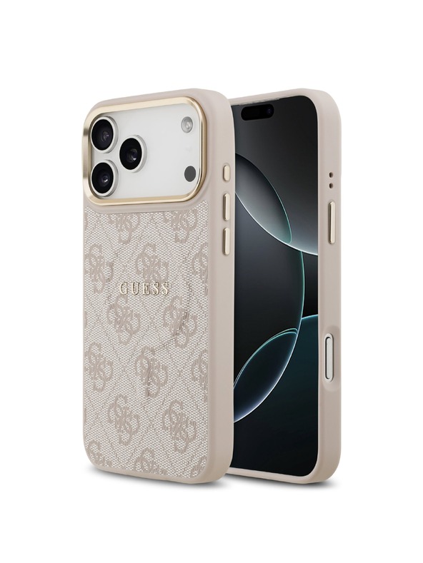 Guess Guess PU Leather 4G Gold Frame MagSafe Stražnji Poklopac za iPhone 17 Pro Max Pink