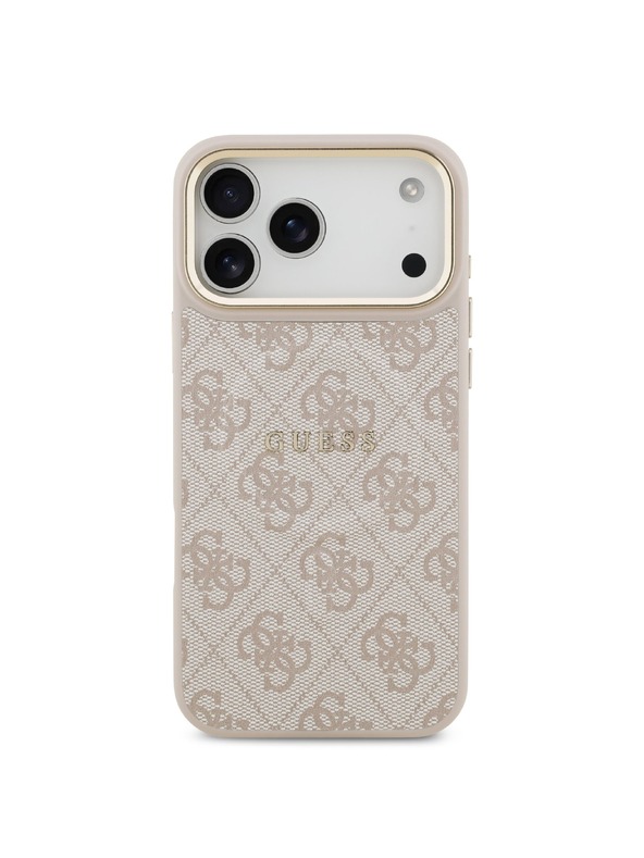 Guess Guess PU Leather 4G Gold Frame MagSafe Stražnji Poklopac za iPhone 17 Pro Max Pink