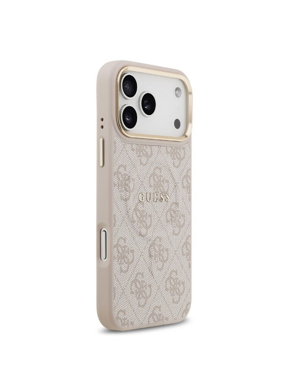 Guess Guess PU Leather 4G Gold Frame MagSafe Stražnji Poklopac za iPhone 17 Pro Max Pink