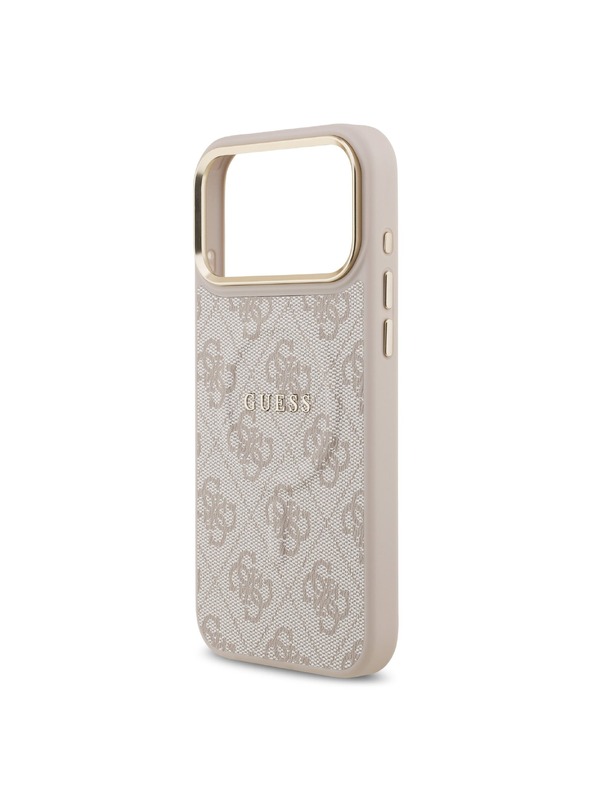 Guess Guess PU Leather 4G Gold Frame MagSafe Stražnji Poklopac za iPhone 17 Pro Max Pink