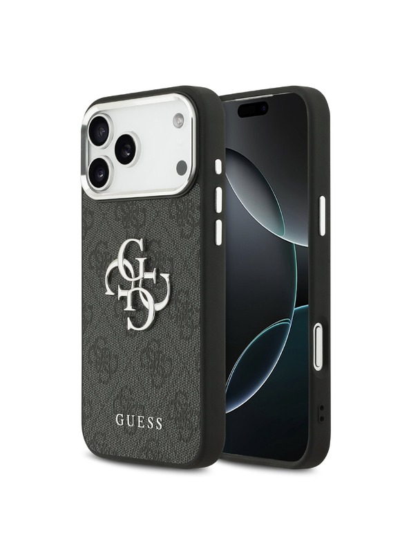 Guess Guess PU 4G Metal Logo Stražnji Poklopac za iPhone 17 Pro Max Silver Black