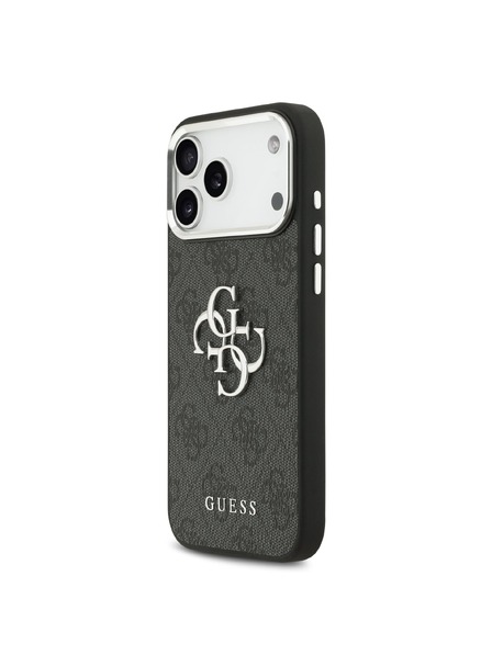 Guess Guess PU 4G Metal Logo Stražnji Poklopac za iPhone 17 Pro Max Silver Black