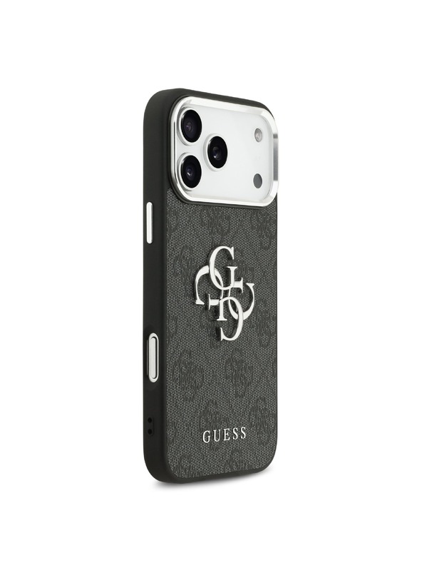 Guess Guess PU 4G Metal Logo Stražnji Poklopac za iPhone 17 Pro Max Silver Black