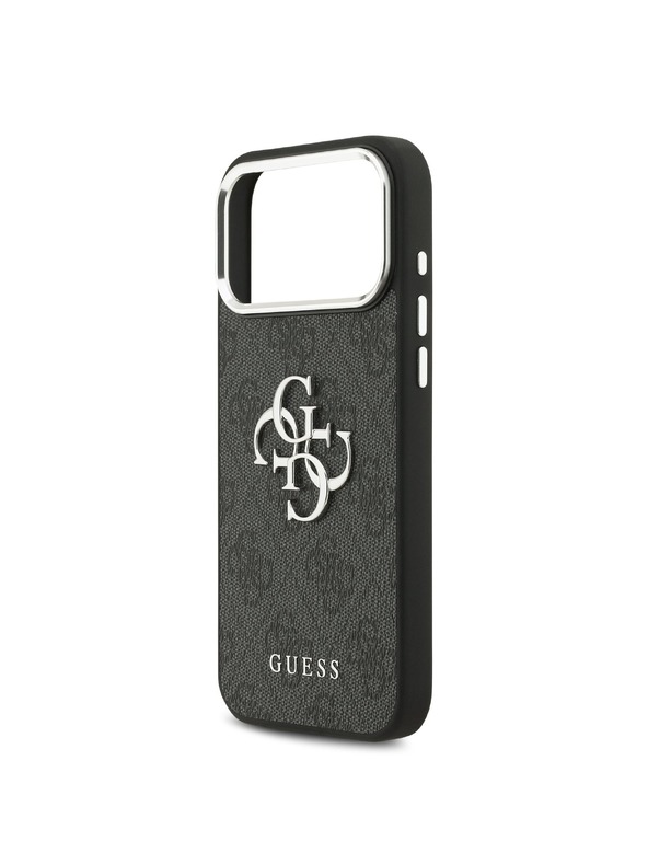 Guess Guess PU 4G Metal Logo Stražnji Poklopac za iPhone 17 Pro Max Silver Black