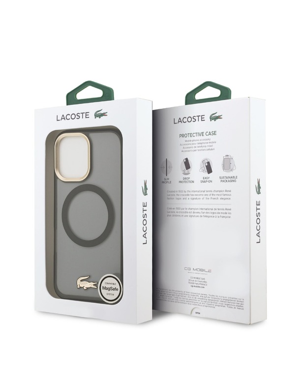 Lacoste Lacoste PC/TPU Frosted Finish Gold Logo MagSafe Stražnji Poklopac za iPhone 17 Black