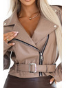 numoco basic Motociklistička jakna sa dugim rukavima, zipom i pojasom - mocha mousse