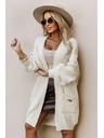 numoco basic Modna oversized kardigan sa dekorativnom brošom i prakticnim džepovima - bež