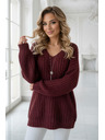 numoco basic Topao oversized pulover sa gustom tkaninom i V izrezom - bordo