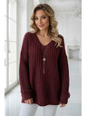 numoco basic Topao oversized pulover sa gustom tkaninom i V izrezom - bordo