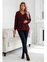 numoco basic Topao oversized pulover sa gustom tkaninom i V izrezom - bordo