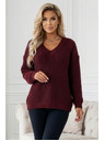 numoco basic Topao oversized pulover sa gustom tkaninom i V izrezom - bordo