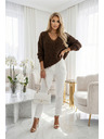 numoco basic Topao oversized pulover sa gustom tkaninom i V izrezom - čokolada