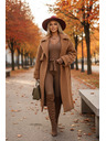 Kocula Udobna i elegantna rebrastana damska kombinezoni s izrezom - mocha mousse