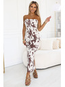 numoco basic SAVANNAH prilegajuće haljine bez bretela - smeđe-bijeli boho uzorak