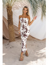 numoco basic SAVANNAH prilegajuće haljine bez bretela - smeđe-bijeli boho uzorak