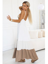 numoco basic Duge bež-bijele haljine bez bretela s hakovanim vrhom - boho