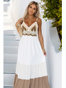 numoco basic Duge bež-bijele haljine bez bretela s hakovanim vrhom - boho