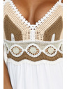 numoco basic Duge bež-bijele haljine bez bretela s hakovanim vrhom - boho