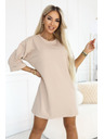 numoco basic Slobodne oversize haljine od pamuka s kratkim rukavima - bež