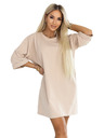numoco basic Slobodne oversize haljine od pamuka s kratkim rukavima - bež