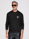 Ombre Clothing Muške dukserice sa aplikacijom križa i srebrnim kamenjem sa okruglim izrezom - crna V1 OM-SSNZ-0271 Ombre Clothing