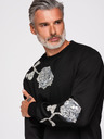 Ombre Clothing Muške dukserice sa aplikacijama ruža od srebrnih šljokica i zrnaca sa okruglim izrezom - crna V1 OM-SSNZ-0272 Ombre Clothing