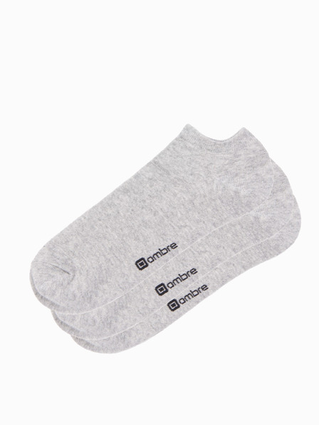 Ombre Clothing Muške čarape 3-pack - siva melanž V3 OM-SOSS-0102 Ombre Clothing