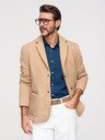 Ombre Clothing Muška strukturirana jakna s visokim ovratnikom i kapuljačom - svijetlo smeđa V1 M167 Ombre Clothing
