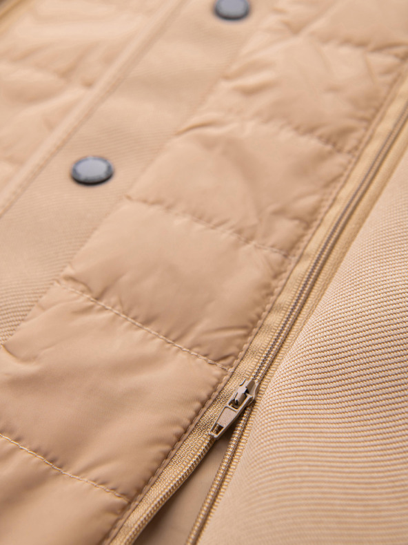 Ombre Clothing Muška strukturirana jakna s visokim ovratnikom i kapuljačom - svijetlo smeđa V1 M167 Ombre Clothing