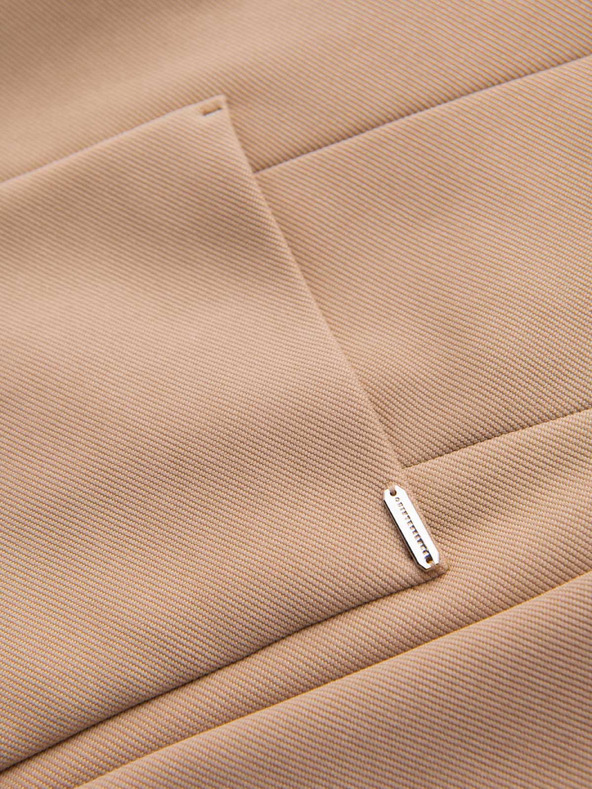 Ombre Clothing Muška strukturirana jakna s visokim ovratnikom i kapuljačom - svijetlo smeđa V1 M167 Ombre Clothing