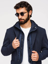 Ombre Clothing Muška strukturirana jakna s kapuljačom i visokim ovratnikom - tamno plava V3 M167 Ombre Clothing