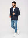 Ombre Clothing Muška strukturirana jakna s kapuljačom i visokim ovratnikom - tamno plava V3 M167 Ombre Clothing