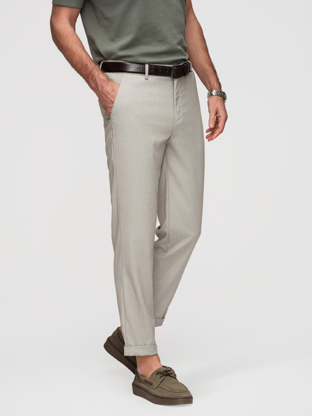 Ombre Clothing Muške chino hlače REGULAR FIT s elastičnim strukom - siva i bež V1 P1525 Ombre Clothing