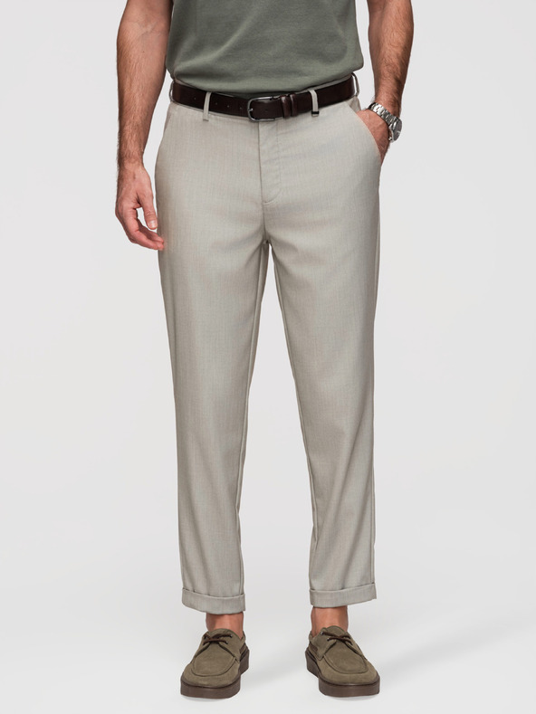 Ombre Clothing Muške chino hlače REGULAR FIT s elastičnim strukom - siva i bež V1 P1525 Ombre Clothing