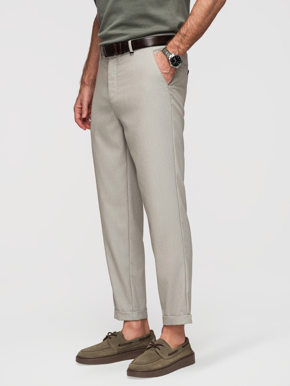 Ombre Clothing Muške chino hlače REGULAR FIT s elastičnim strukom - siva i bež V1 P1525 Ombre Clothing