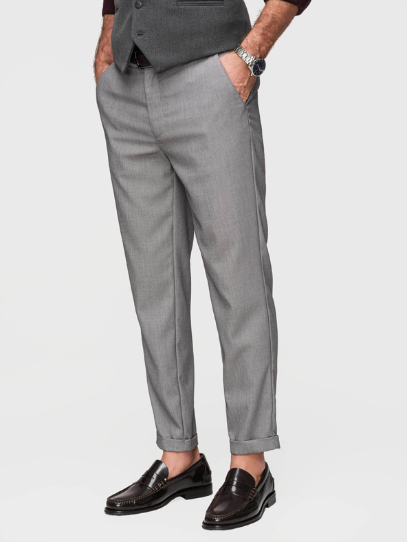 Ombre Clothing Muške chino hlače REGULAR FIT s elastičnim strukom - siva V2 P1525 Ombre Clothing