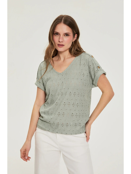 Moodo Azurna bluza maslinasto zelena Moodo