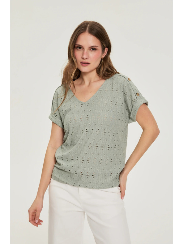 Moodo Azurna bluza maslinasto zelena Moodo