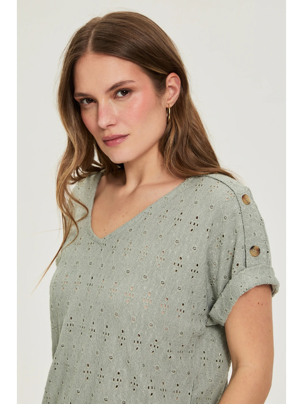 Moodo Azurna bluza maslinasto zelena Moodo